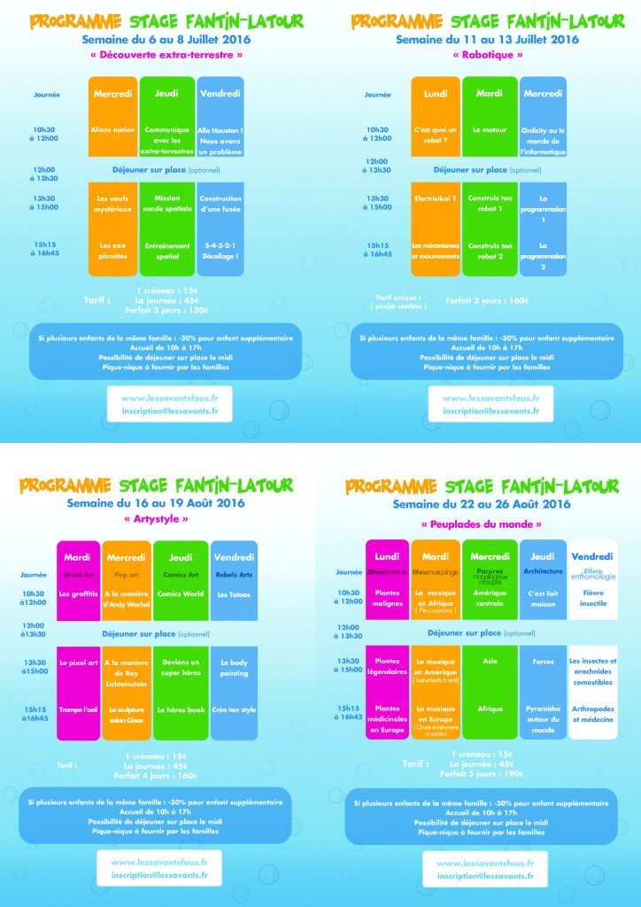 2016_Affiche_4 flyers des stage de Juillet et Aout web