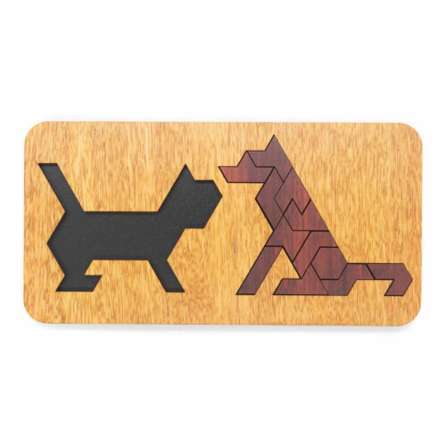 Tangram Chien et Chat - Casse-tête en bois